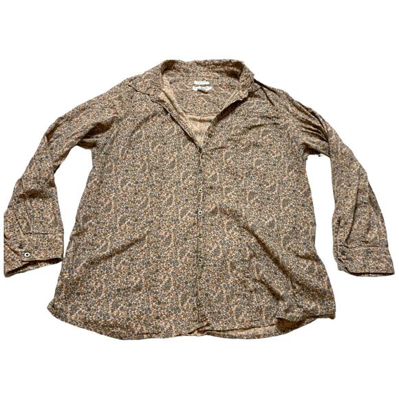 Cottage Dainty Delicate Garden Floral Button Down Neutral Natural Button Down - Picture 1 of 5